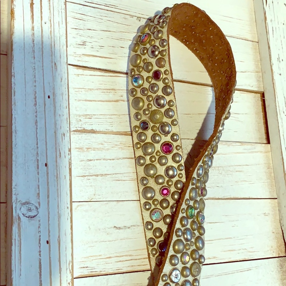 Rhinestone, leather Belt by “Melamed”  size 32